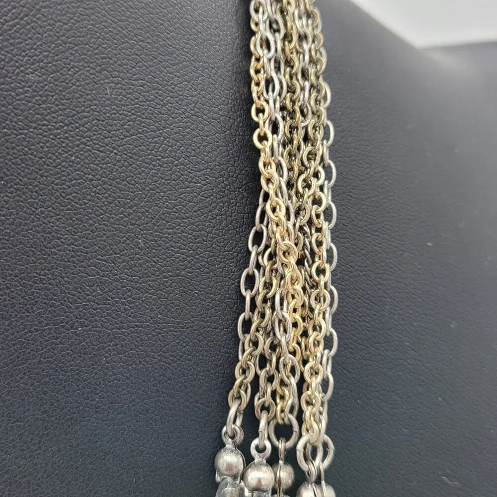 Chico's 5 Layer Mixed Metal Necklace Antiqued Silver & Gold Tone Business Casual